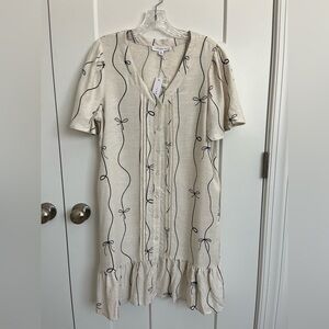 Jane + Delancey Bow Mini Dress Dainty M Cream Ruffle Coquette NWT Balletcore